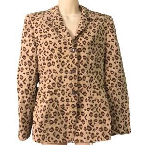 Dana Buchman Cheetah Print Silk Blazer Woman Size 6 Animal Print Lined Buttons